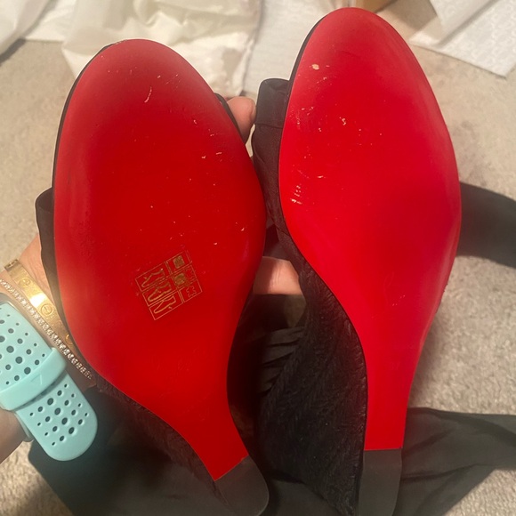 Christian Louboutin Black Wrap-around Wedges